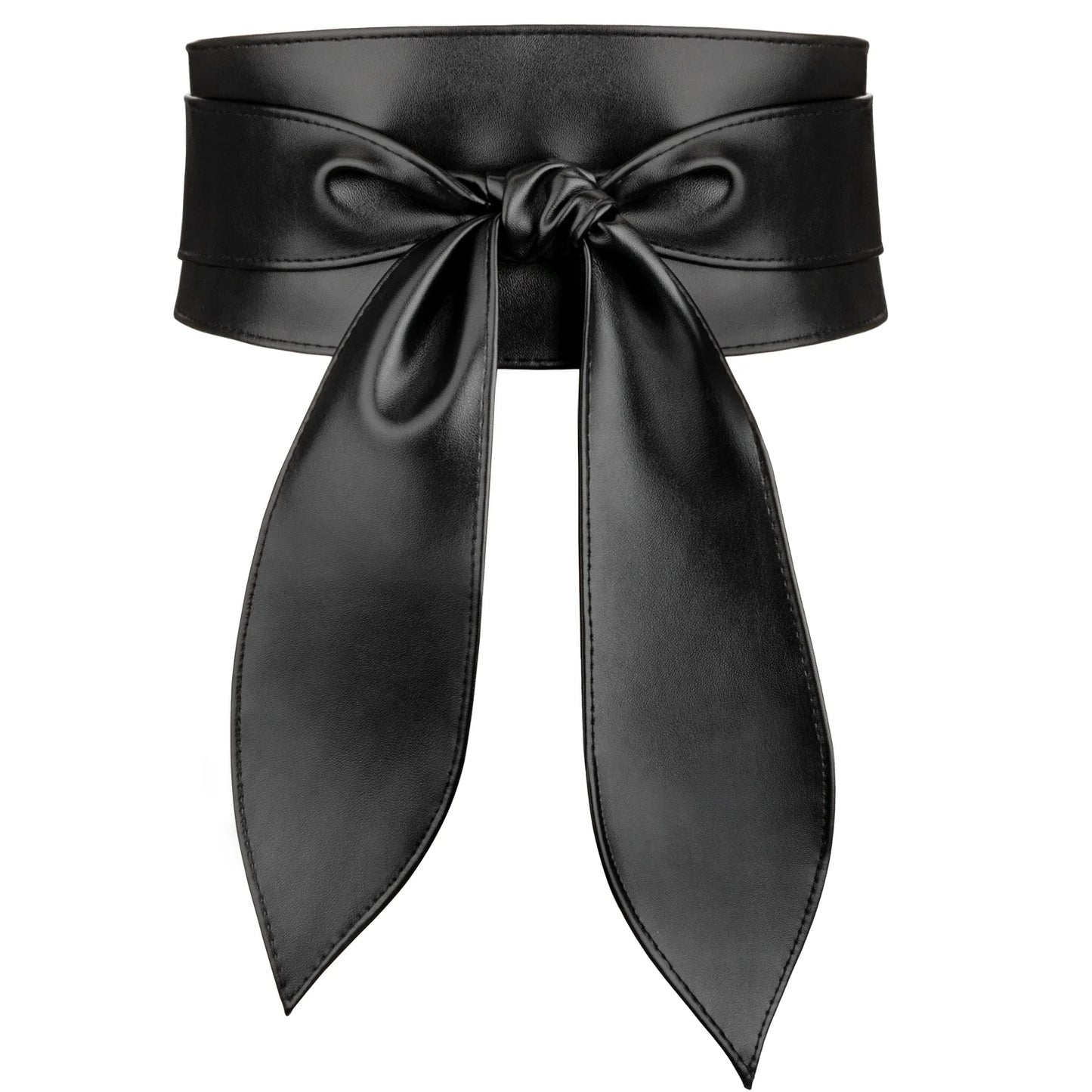 Womens Obi Belts Black Wrap Wide Leather Belts for Women Fit for Waist Size 24"-31"