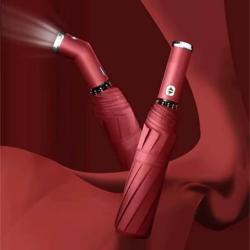 Umbrella Rotating LED 10-Bone Frame Contraction Automatic Umbrella Sunshade Umbrella Rain and Sunshine Dual-Use Umbrella