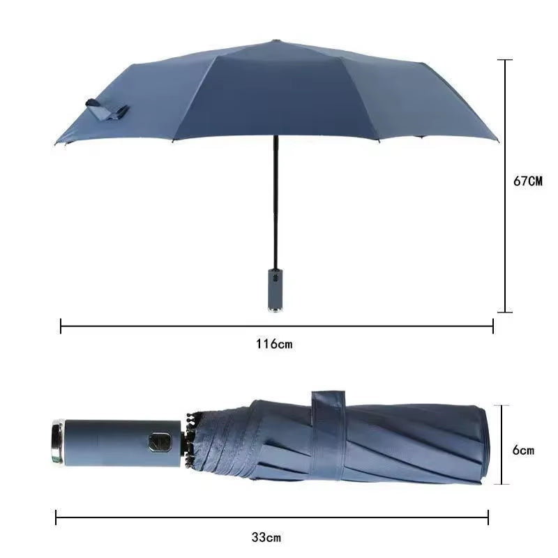 Umbrella Rotating LED 10-Bone Frame Contraction Automatic Umbrella Sunshade Umbrella Rain and Sunshine Dual-Use Umbrella